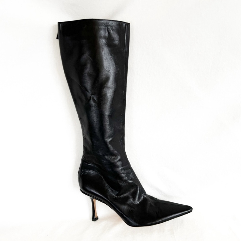 Jimmy Choo knee high heeled leather boots